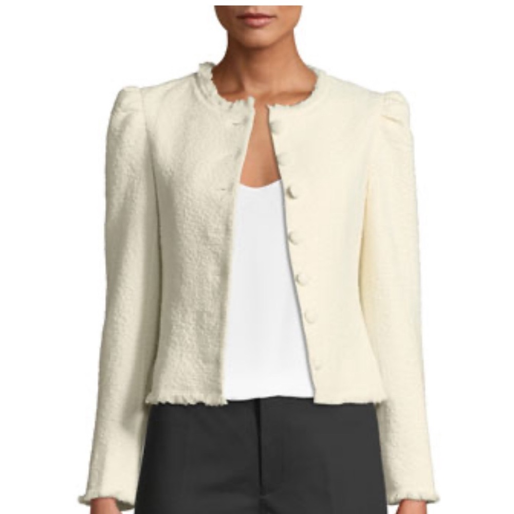 Club Monaco Milah Ivory textured crop blazer